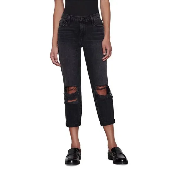 NWT FRAME Le Garcon Crop Straight Leg Boyfriend Jeans In Wilkinson Destruct 26